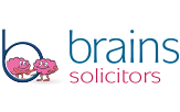 Brains Solicitors logo featuring illustrated brain characters and the Brains Solicitors name