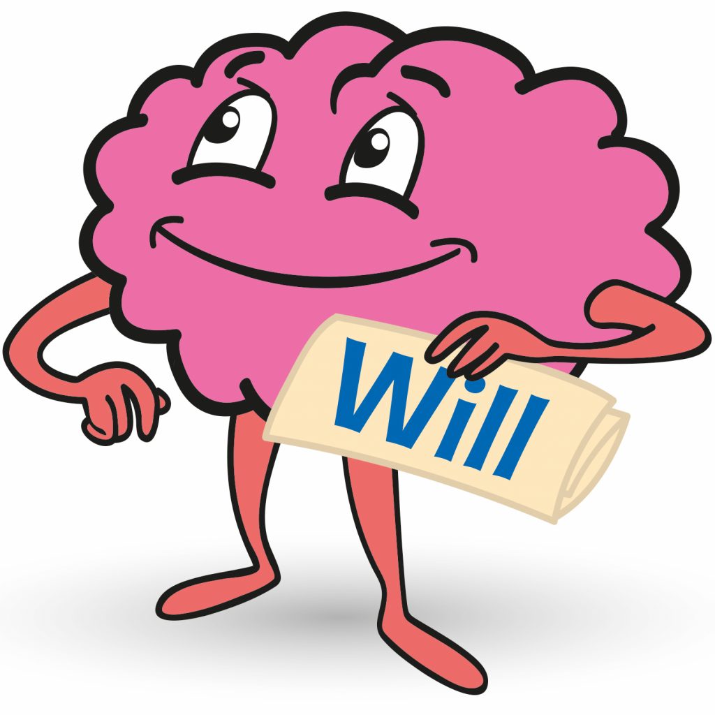Illustration of a friendly character holding a will document, representing probate guidance and support
